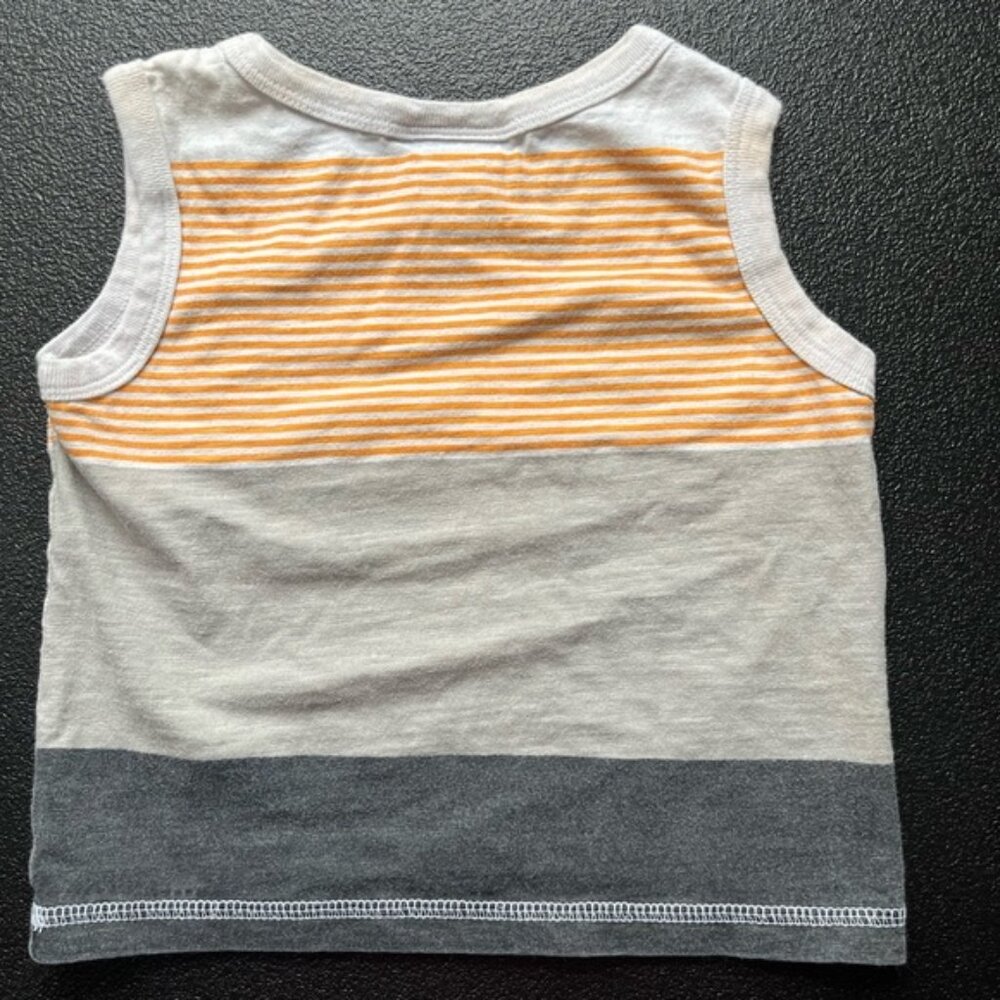 2T Striped Orange and Gray Boys Tank Top